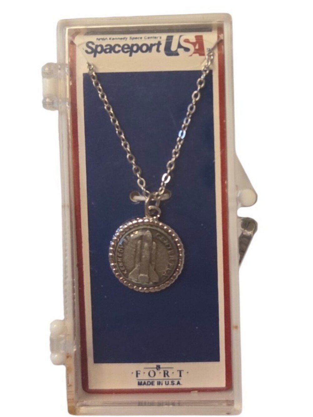 Vintage Kennedy Space Center Space Shuttle Necklace FORT Spaceport USA NOS